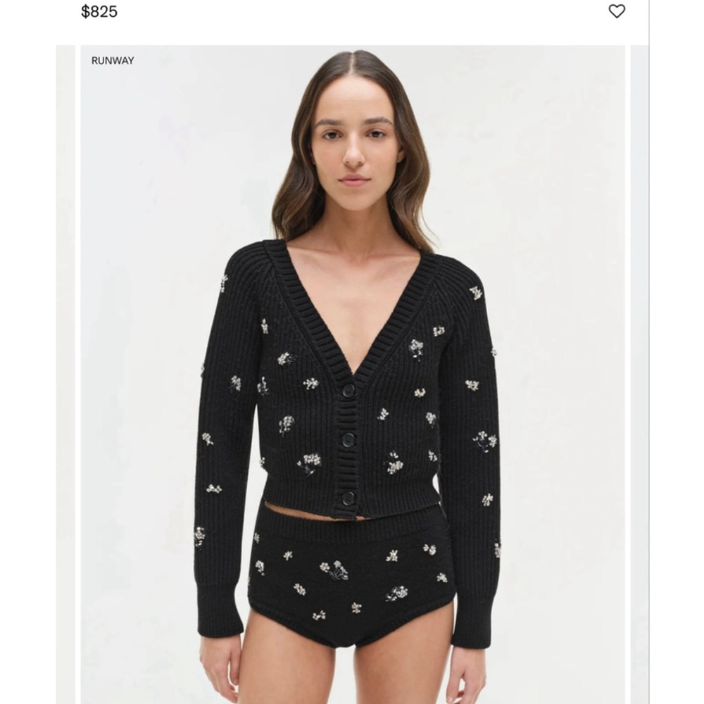 Women's SIMKHAI Black & Crystal Embellished Cardigan Small new with tags